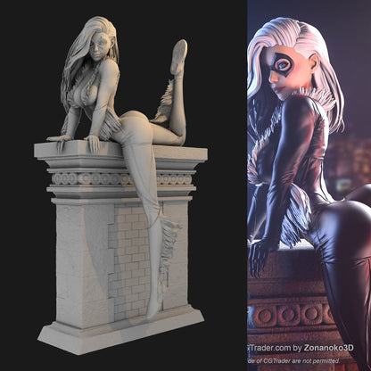 Black Cat Sexy Pose 3D Printing Scale GK Resin Figure