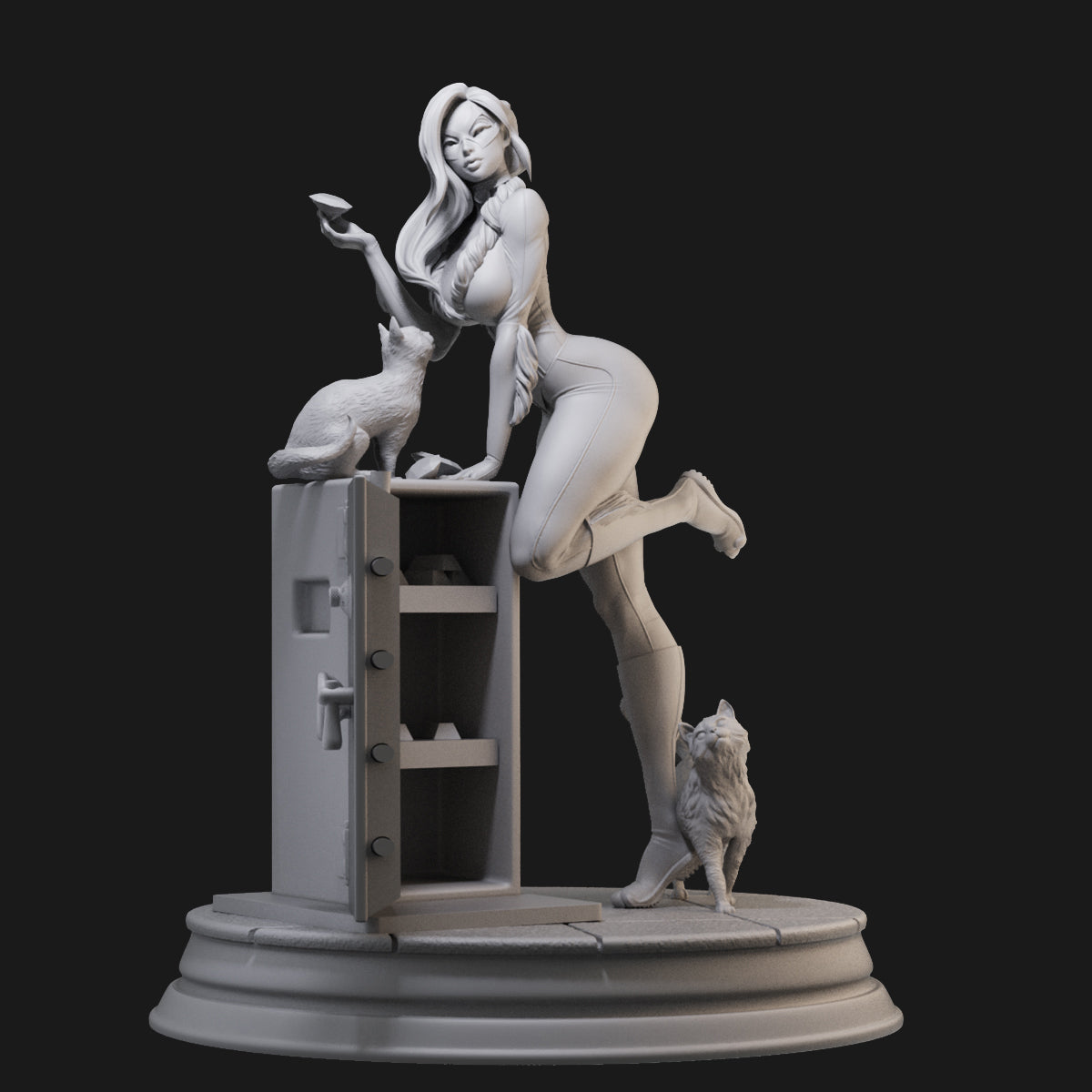 Black Cat and Safe 3D Printing Scale GK Resin Figure