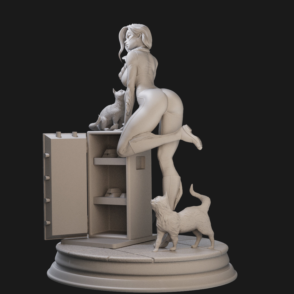 Black Cat and Safe 3D Printing Scale GK Resin Figure