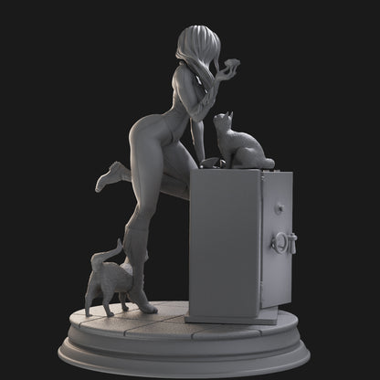 Black Cat and Safe 3D Printing Scale GK Resin Figure