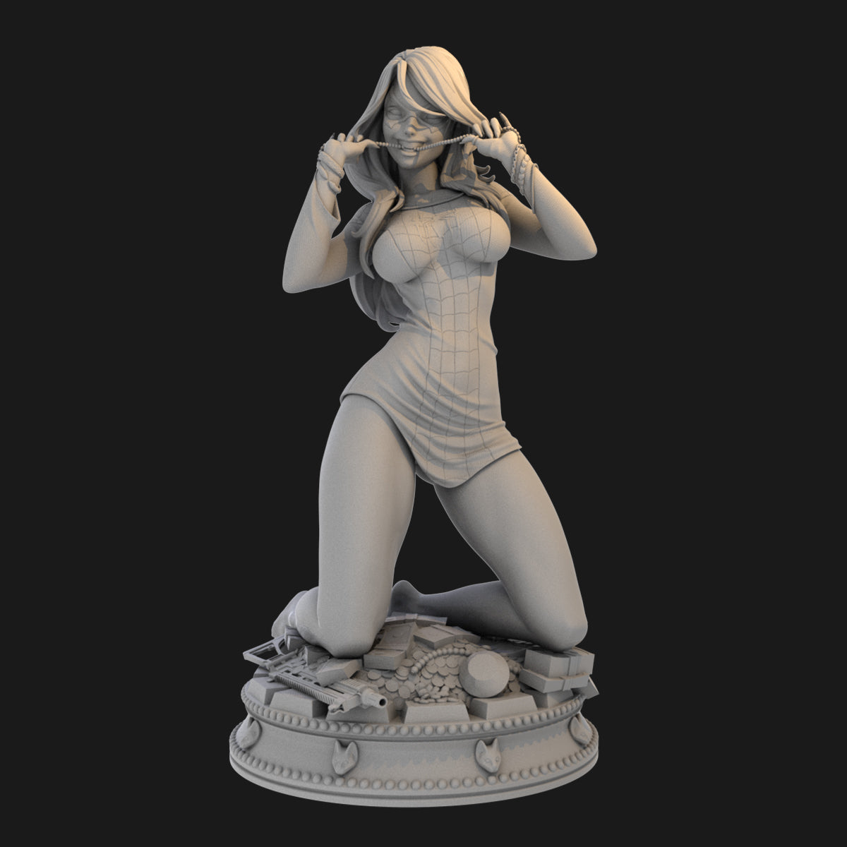 Black Cat kneeling 3D Printing Scale GK Resin Figure