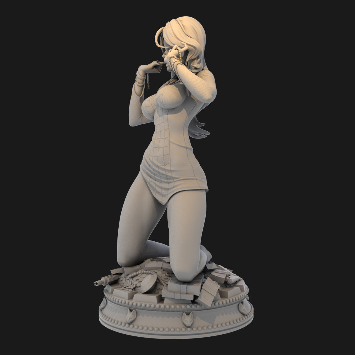 Black Cat kneeling 3D Printing Scale GK Resin Figure