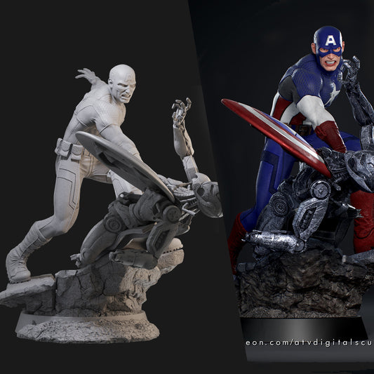 Captain America VS Ultron 3D Printing Scale GK Resin Figure