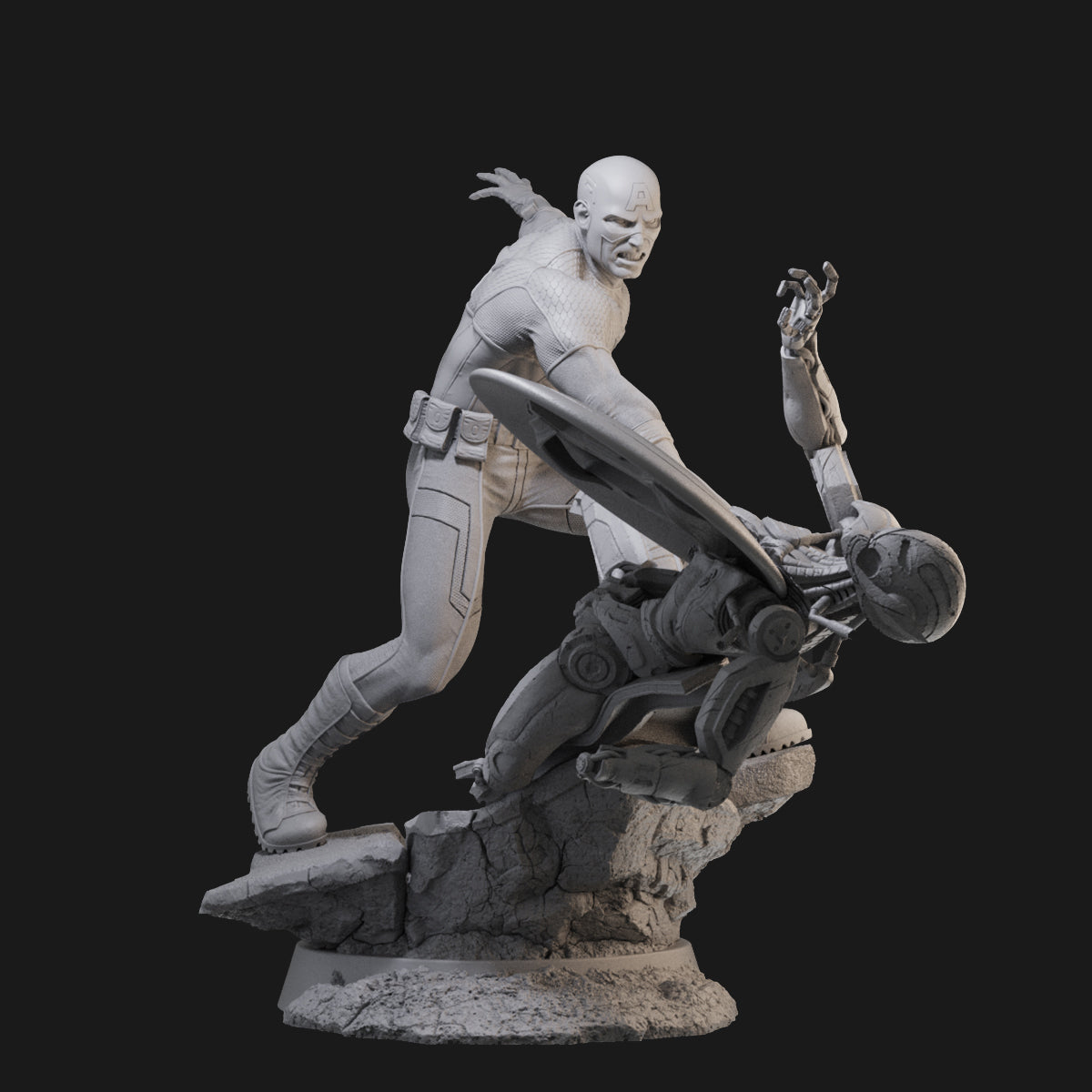 Captain America VS Ultron 3D Printing Scale GK Resin Figure