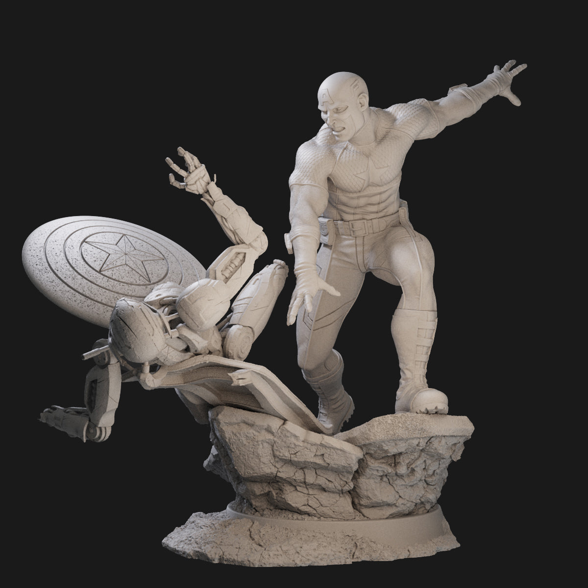 Captain America VS Ultron 3D Printing Scale GK Resin Figure