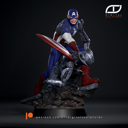 Captain America VS Ultron 3D Printing Scale GK Resin Figure