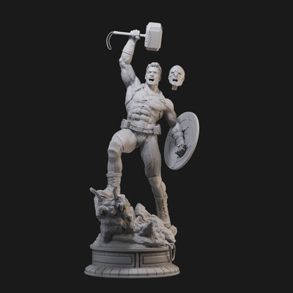 Captain America raises Thor's hammer 3D Printing Scale GK Resin Figure