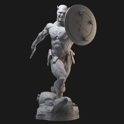 Captain America with Shield 3D Printing Scale GK Resin Figure