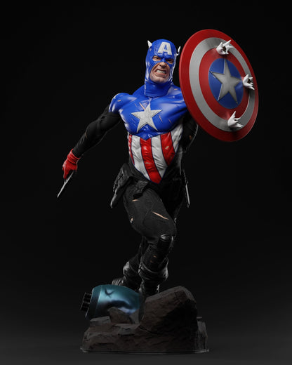 Captain America with Shield 3D Printing Scale GK Resin Figure