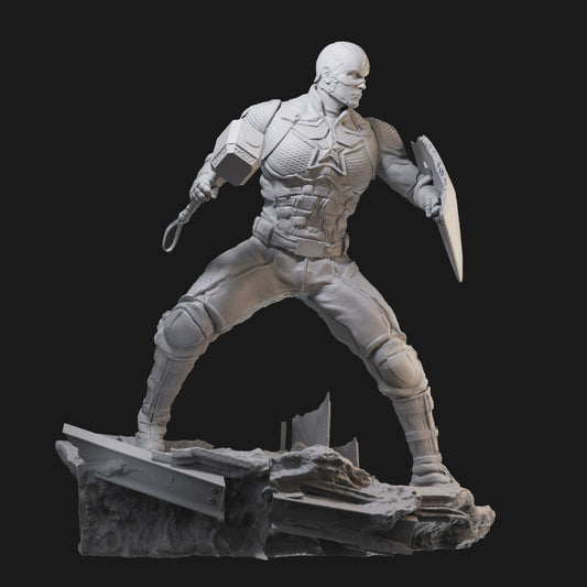 Captain America with Thor's hammer 3D Printing Scale GK Resin Figure