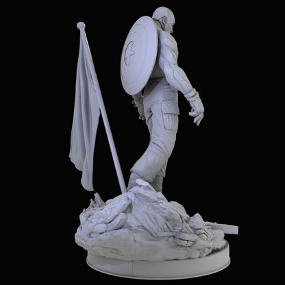 Captain America with a Flag 3D Printing Scale GK Resin Figure