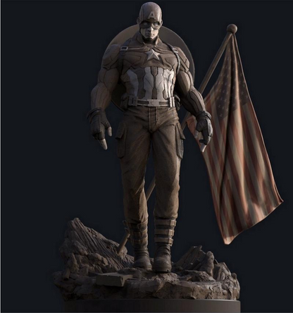 Captain America with a Flag 3D Printing Scale GK Resin Figure