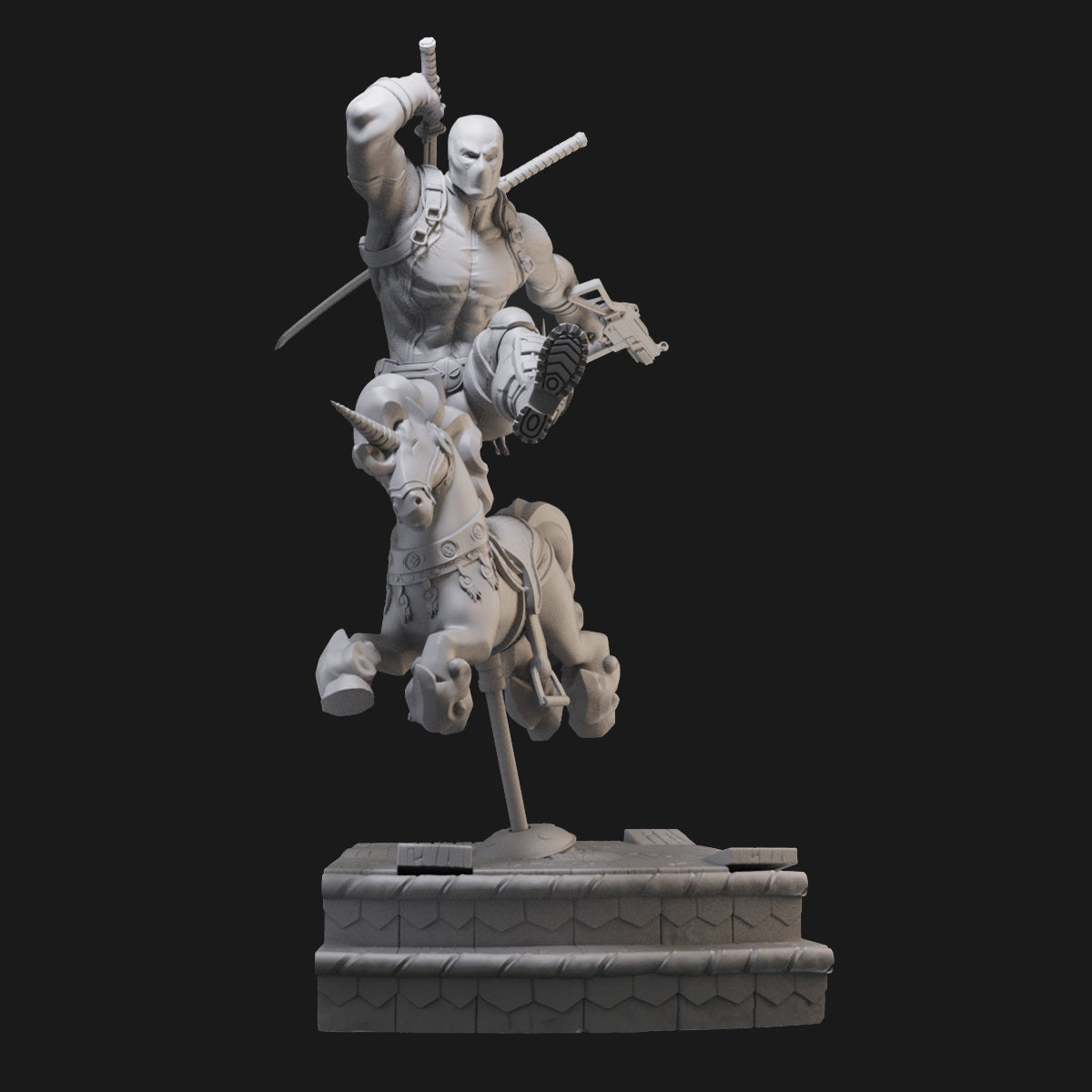 Deadpool Rides Carousel 3D Printing Scale GK Resin Figure