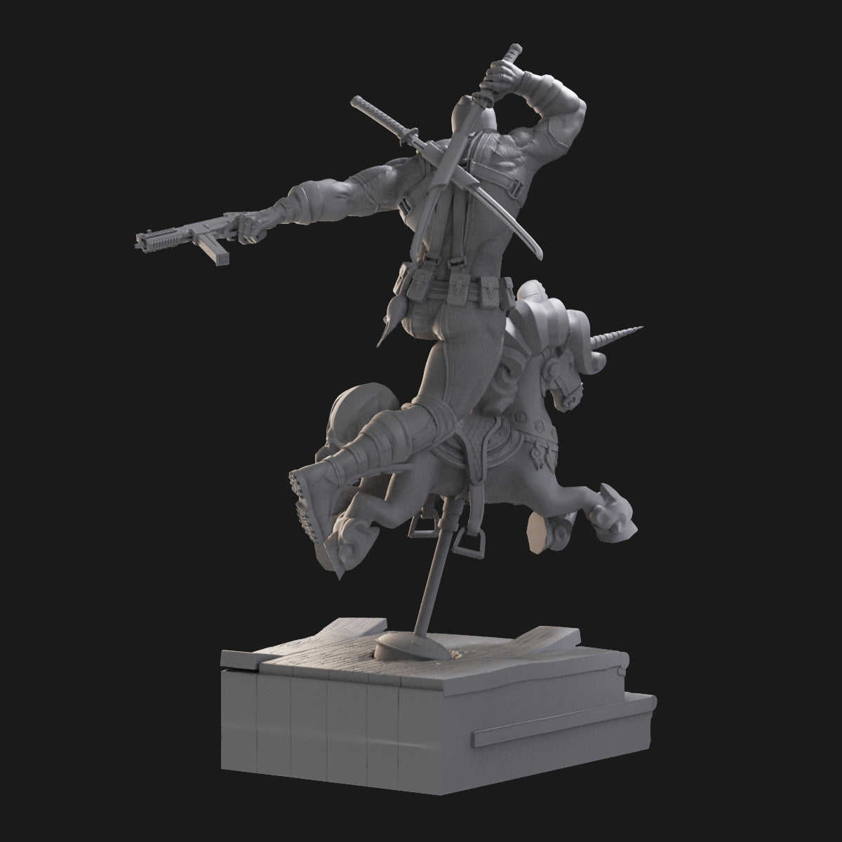 Deadpool Rides Carousel 3D Printing Scale GK Resin Figure