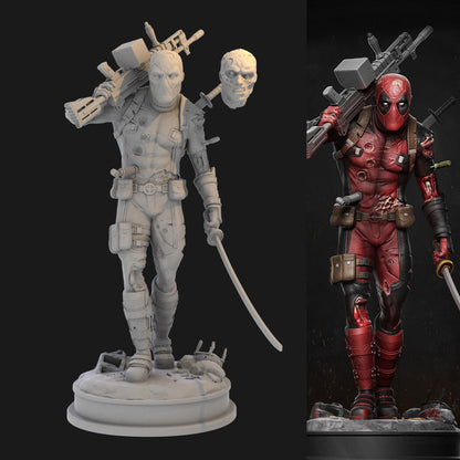 Deadpool Returns from Battlefield Two Heads Edition 3D Printing Scale GK Resin Figure