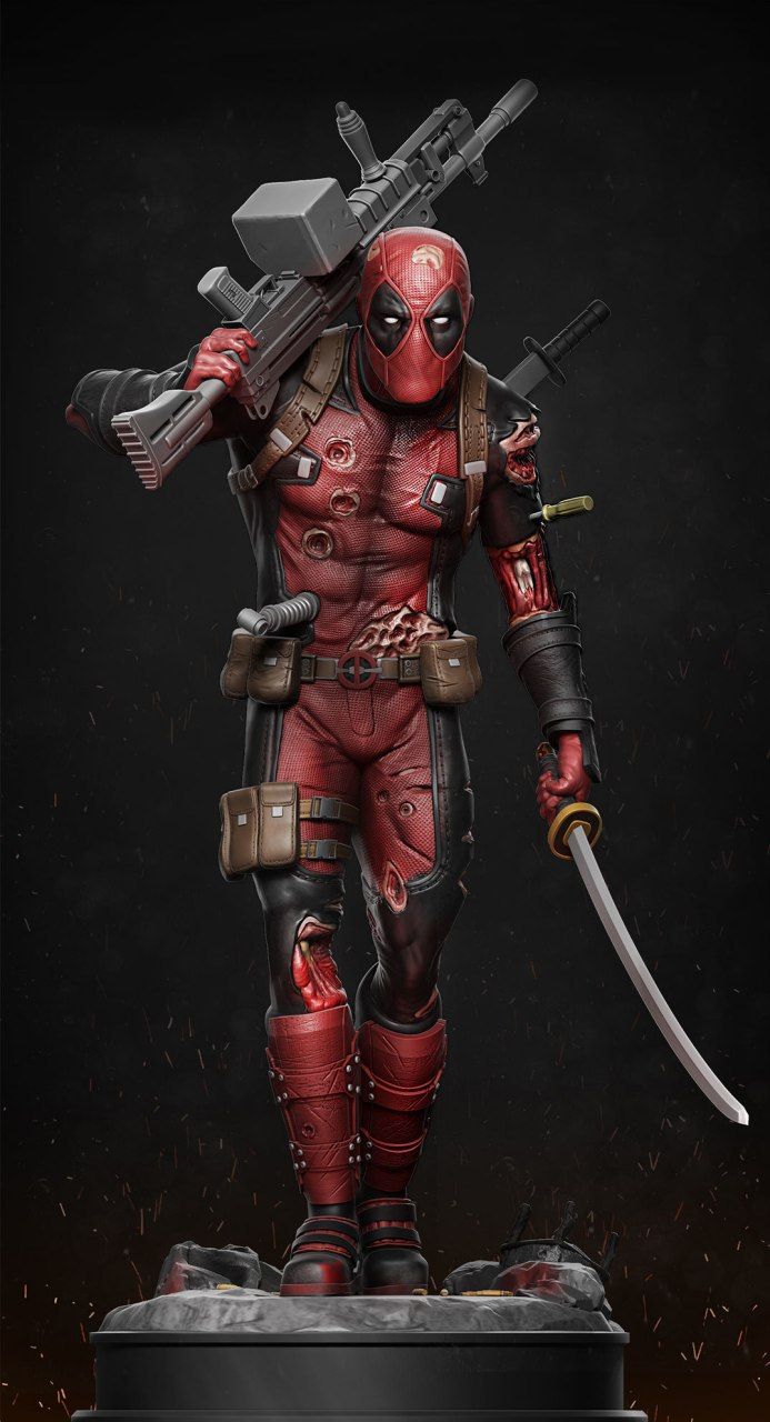 Deadpool Returns from Battlefield Two Heads Edition 3D Printing Scale GK Resin Figure