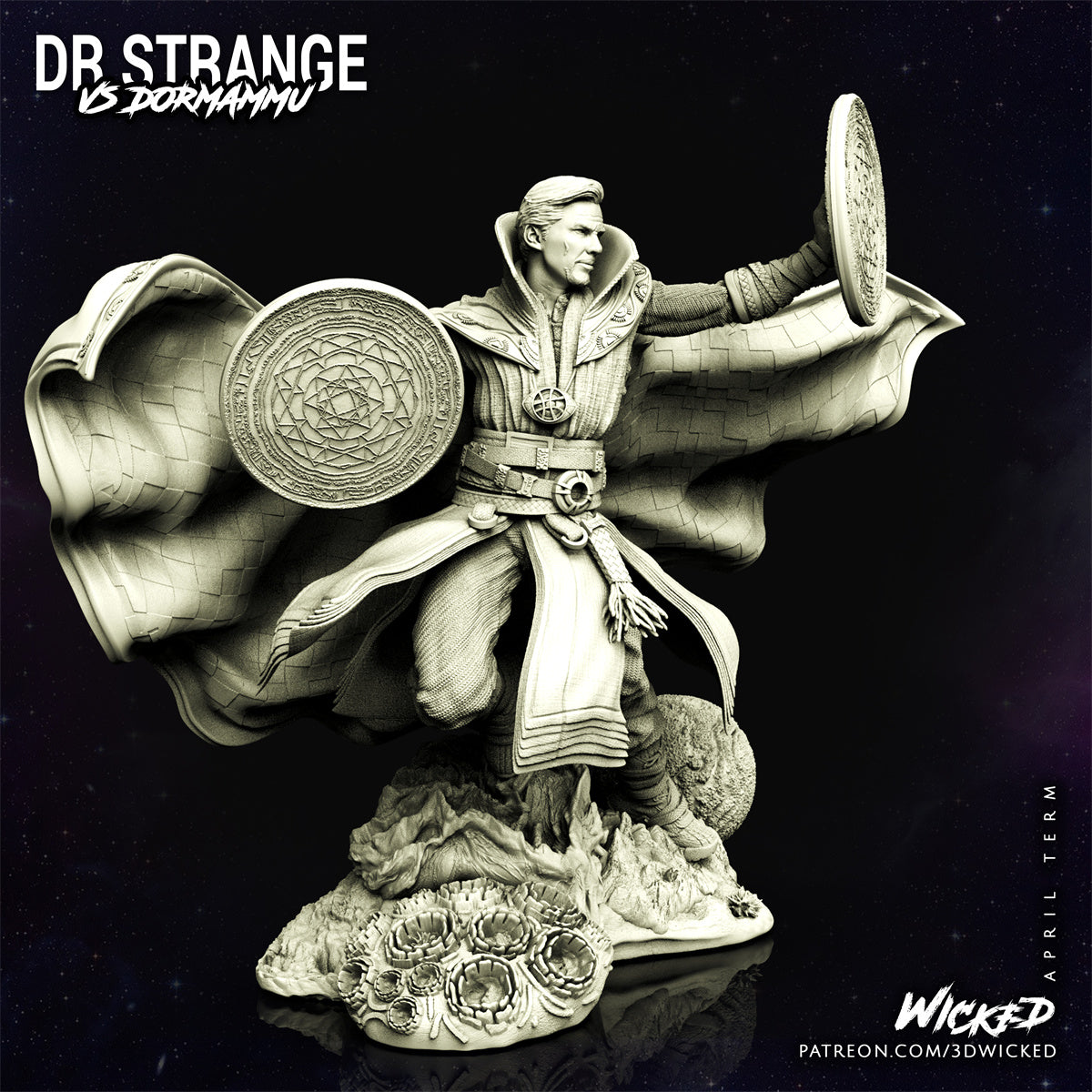 Doctor Strange in battle 3D Printing Scale GK Resin Figure