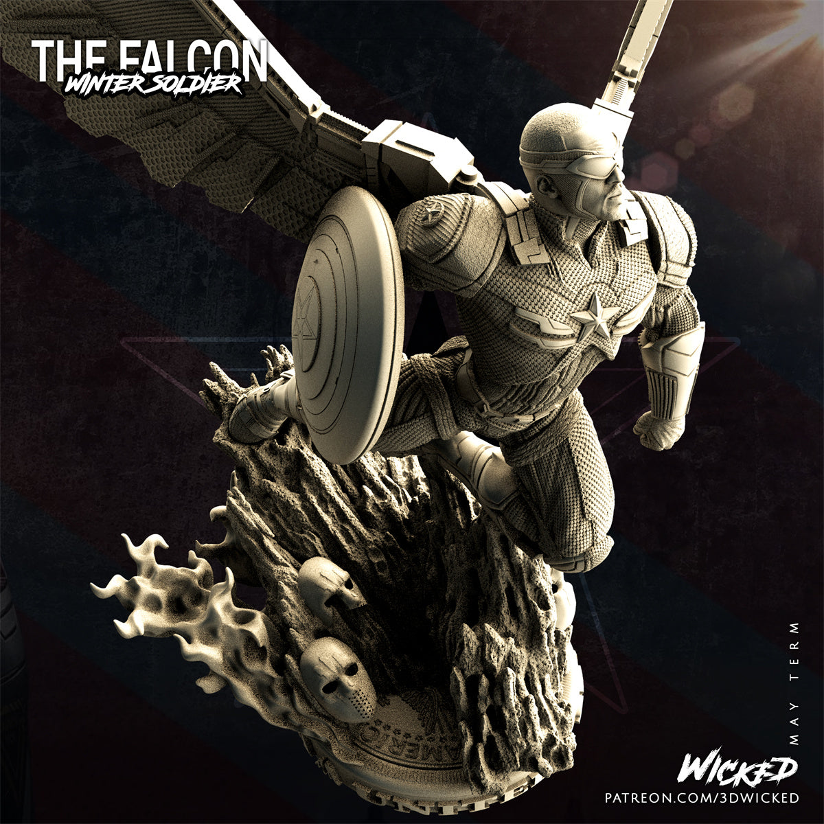 Falcon New Captain America 3D Printing Scale GK Resin Figure