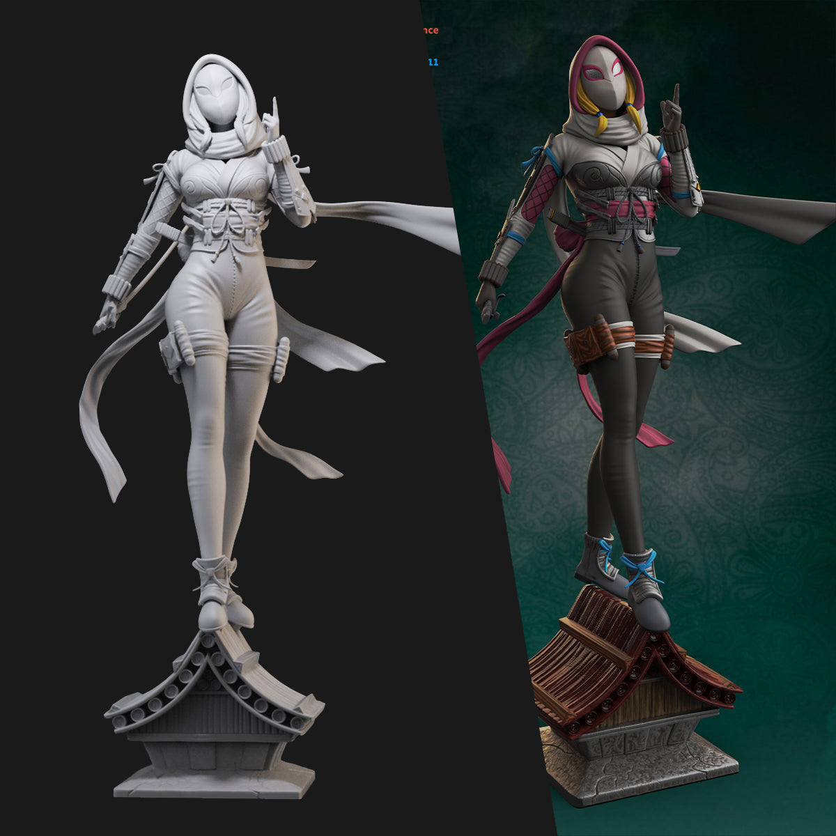 Gwen the Ninja Version Spider-Woman 3D Printing Scale GK Resin Figure