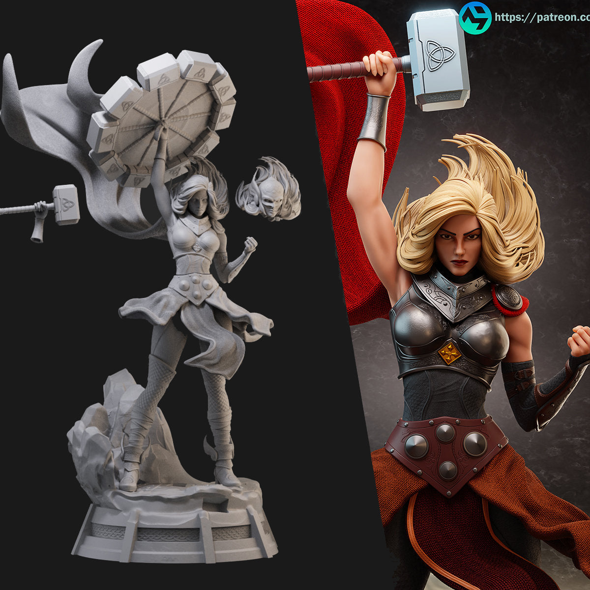 Jane Foster Lady Thor 3D Printing Scale GK Resin Figure