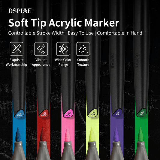 DSPIAE MK Eco-friendly Water-based Soft Head Markers with Multi Colors