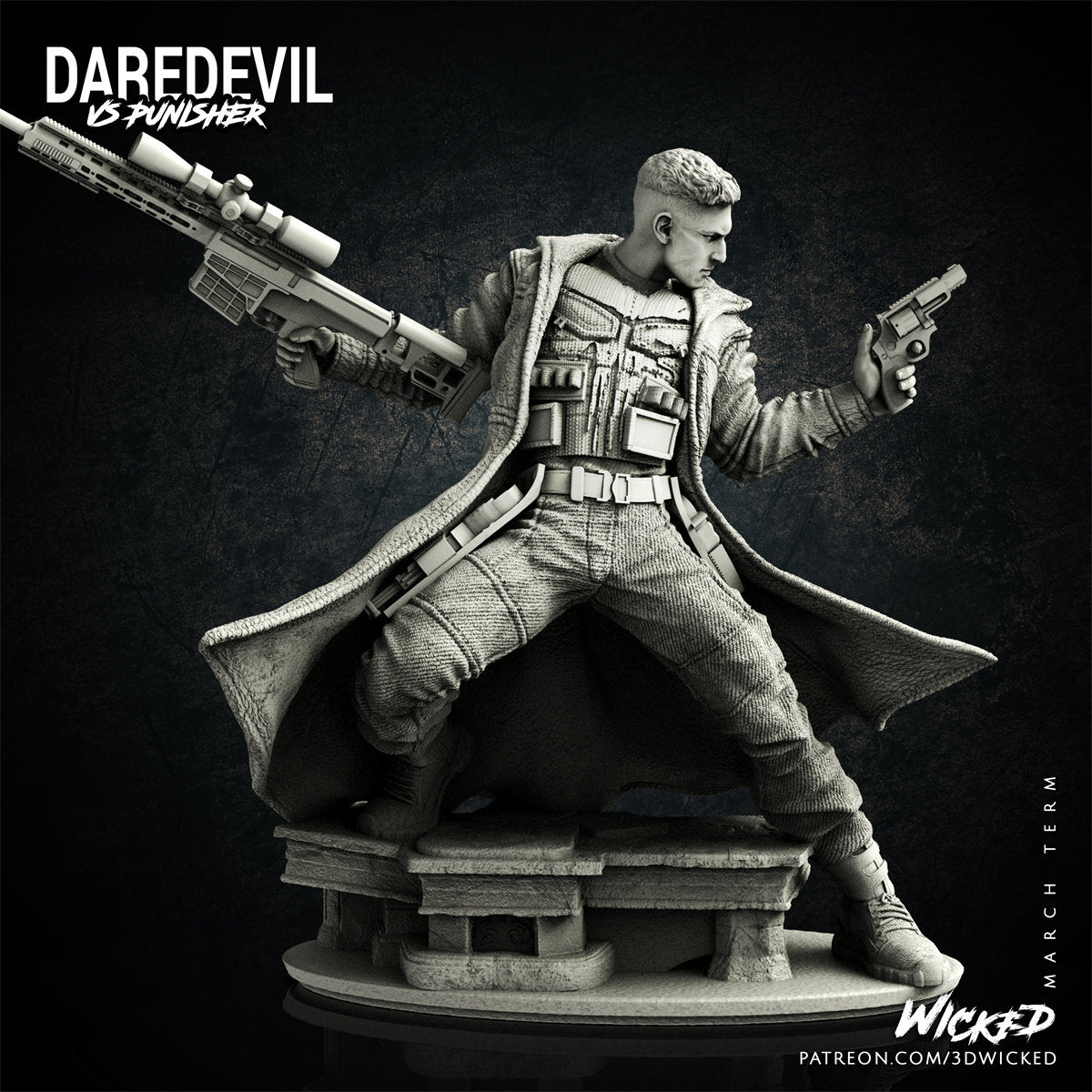 Punisher fighting 3D Printing Scale GK Resin Figure