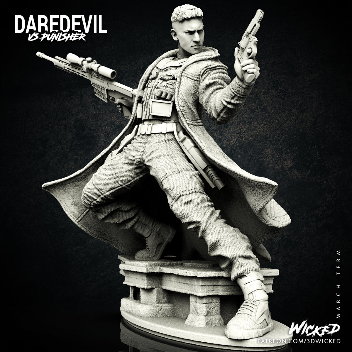 Punisher fighting 3D Printing Scale GK Resin Figure