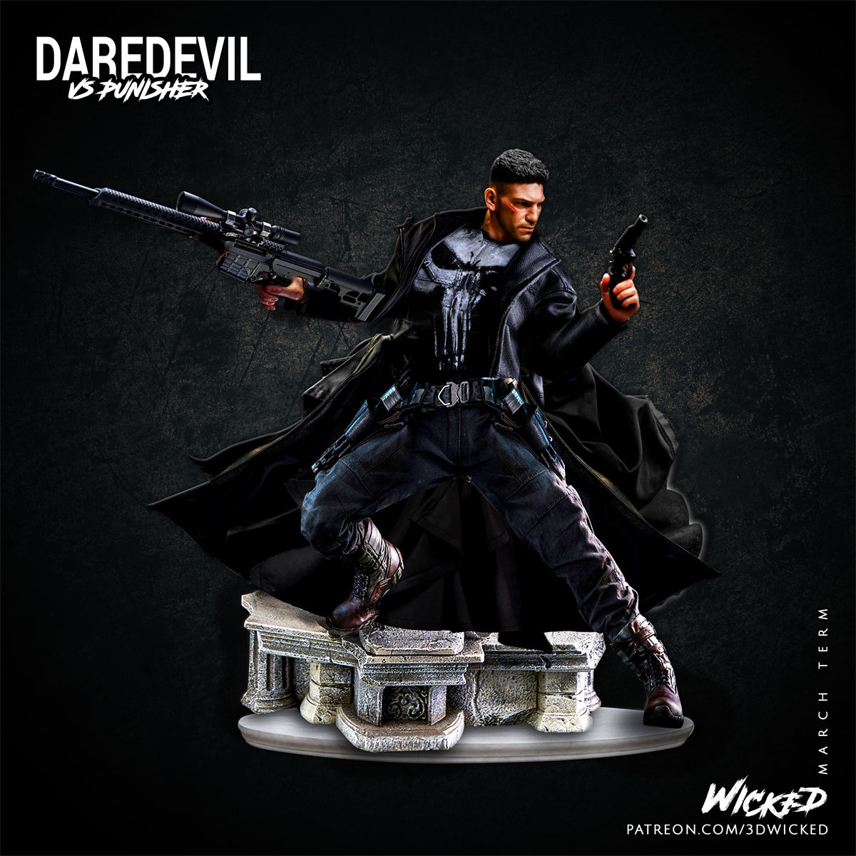 Punisher fighting 3D Printing Scale GK Resin Figure