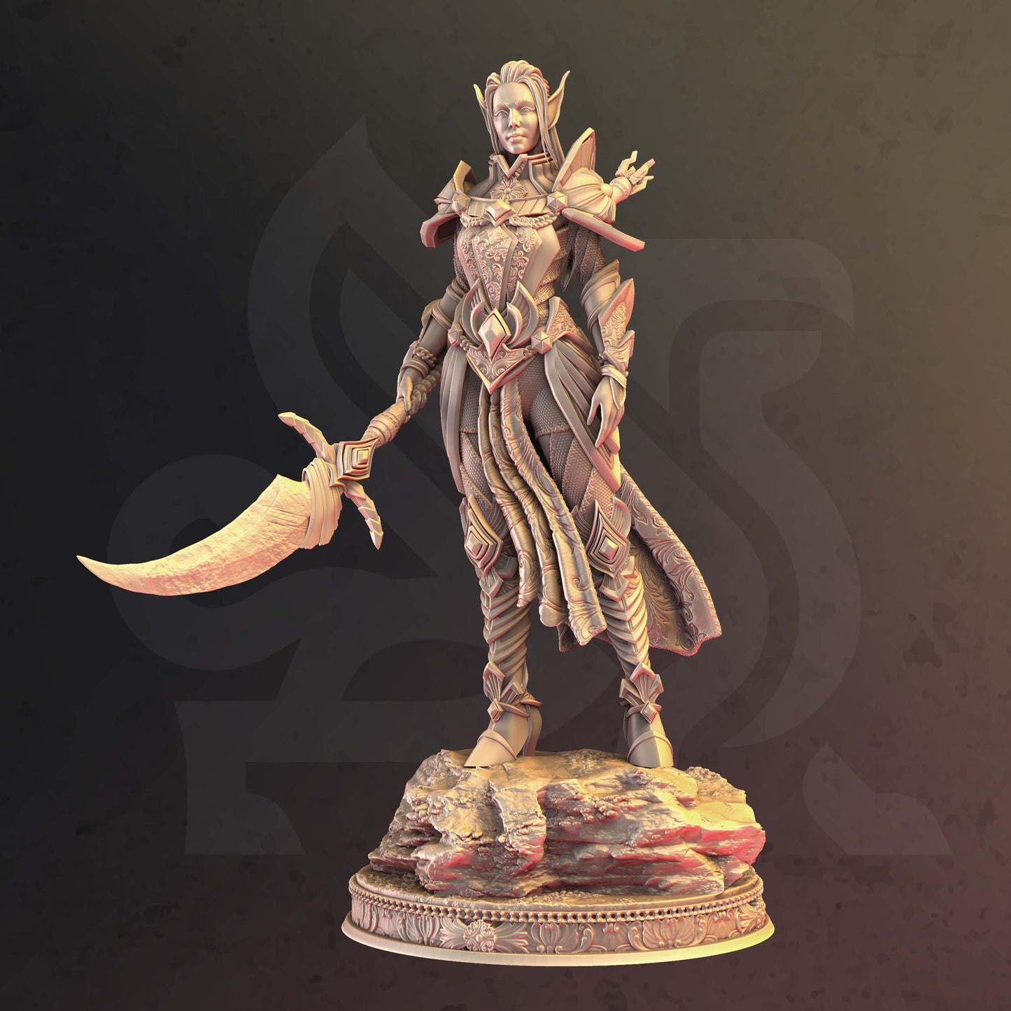 Elven Paladin of War Tyriana DND Role 3D Printing Miniatures Resin Figure Board Game