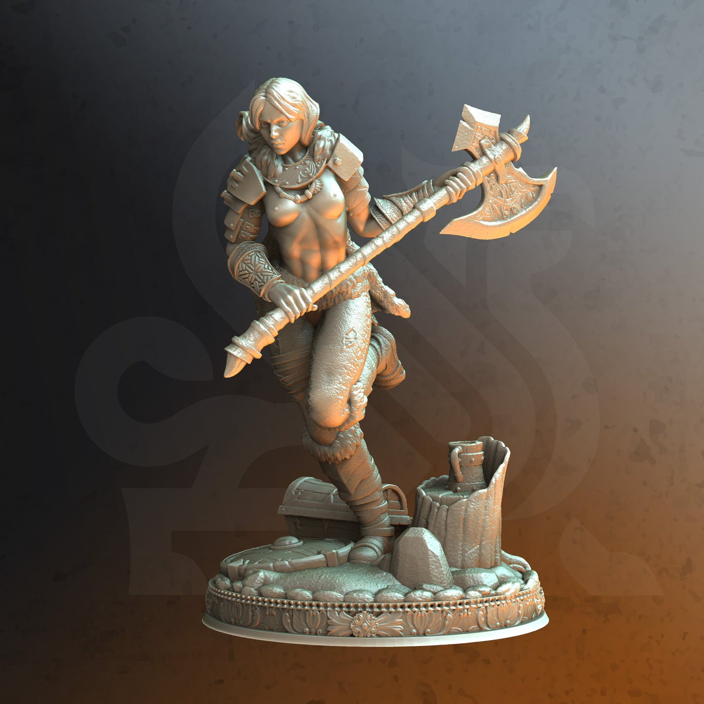 Aedre the Angry Barbarian DND Role 3D Printing Miniatures Resin Figure Board Game