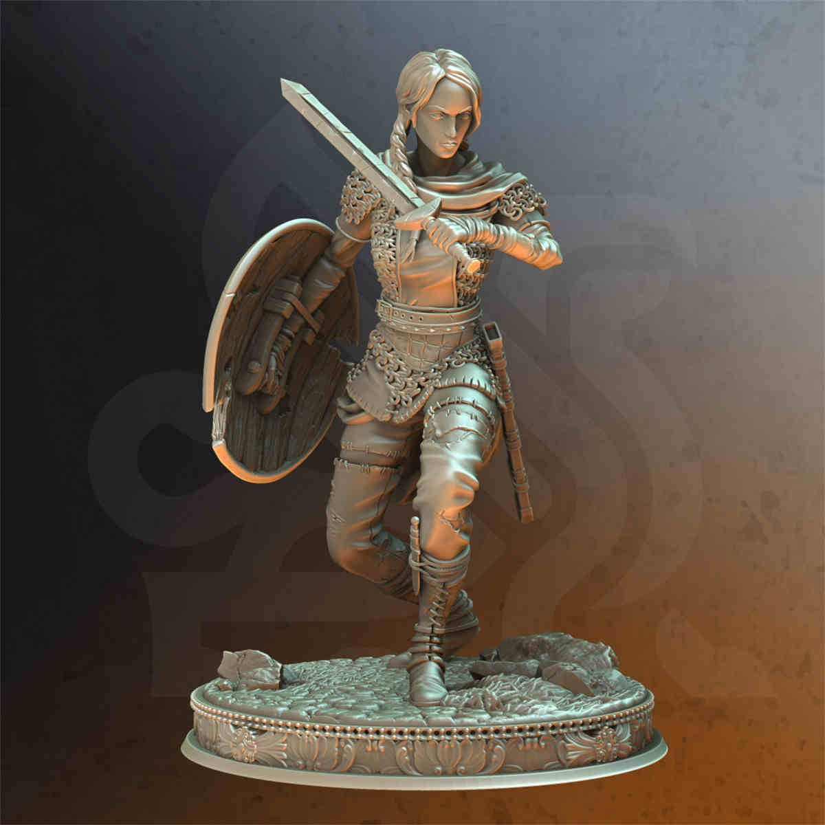 Freya The Fearless Fighter DND Role 3D Printing Miniatures Resin Figure Board Game