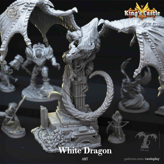 White Dragon DND Monster 3D Printing Miniatures Resin Figure Board Game Chess