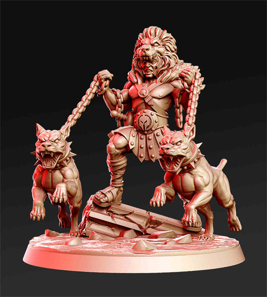 Heraklion - Gladiator with dogs | DND Role 3D Printing Miniatures Resin Figure Board Game