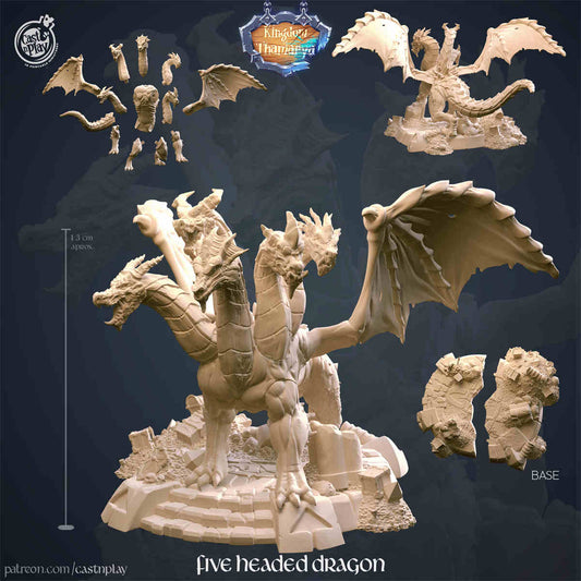 Five Headed Dragon DND Role 3D Printing Miniatures Resin Figure Board Game