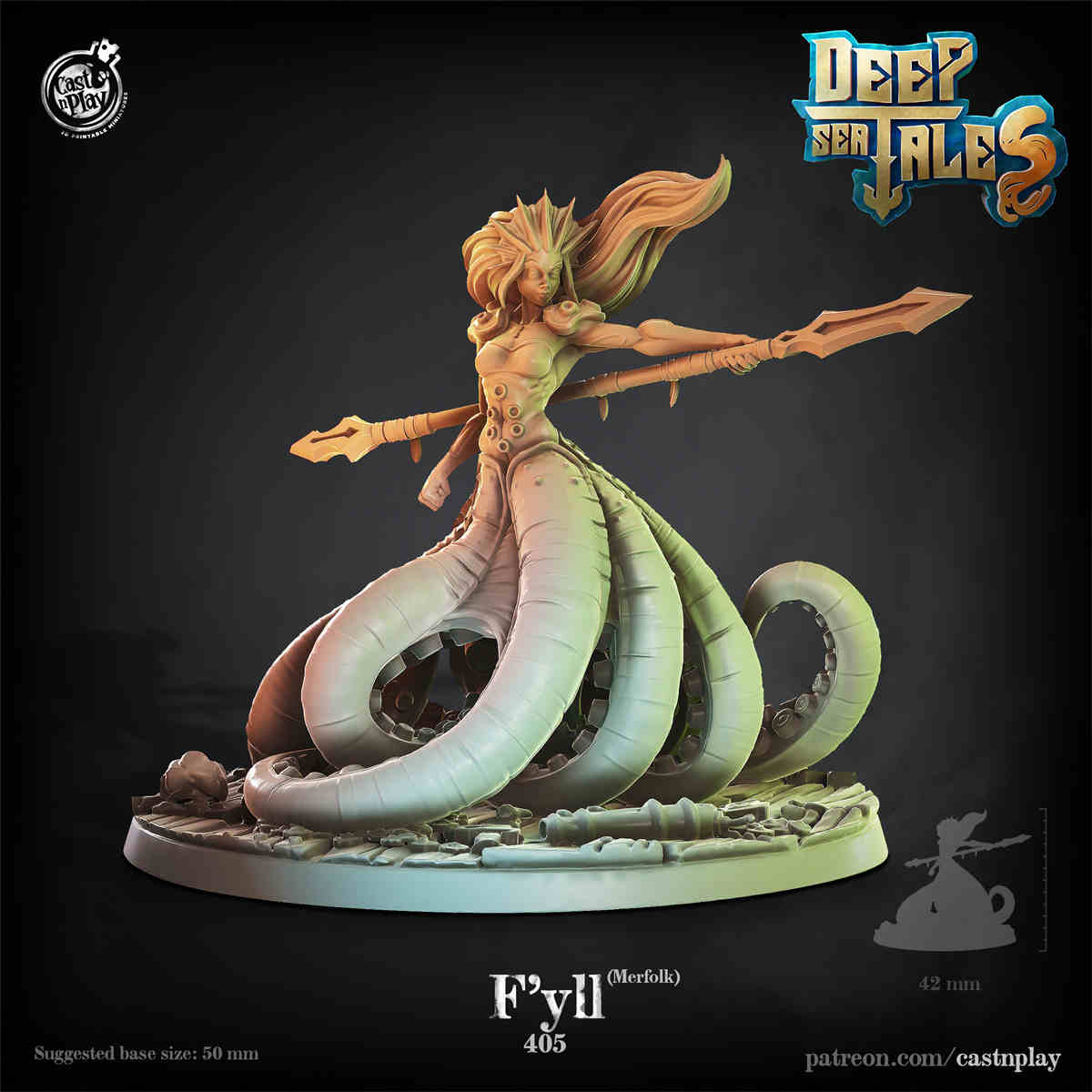 Merfolk DND Monster 3D Printing Miniatures Resin Figure Board Game Chess