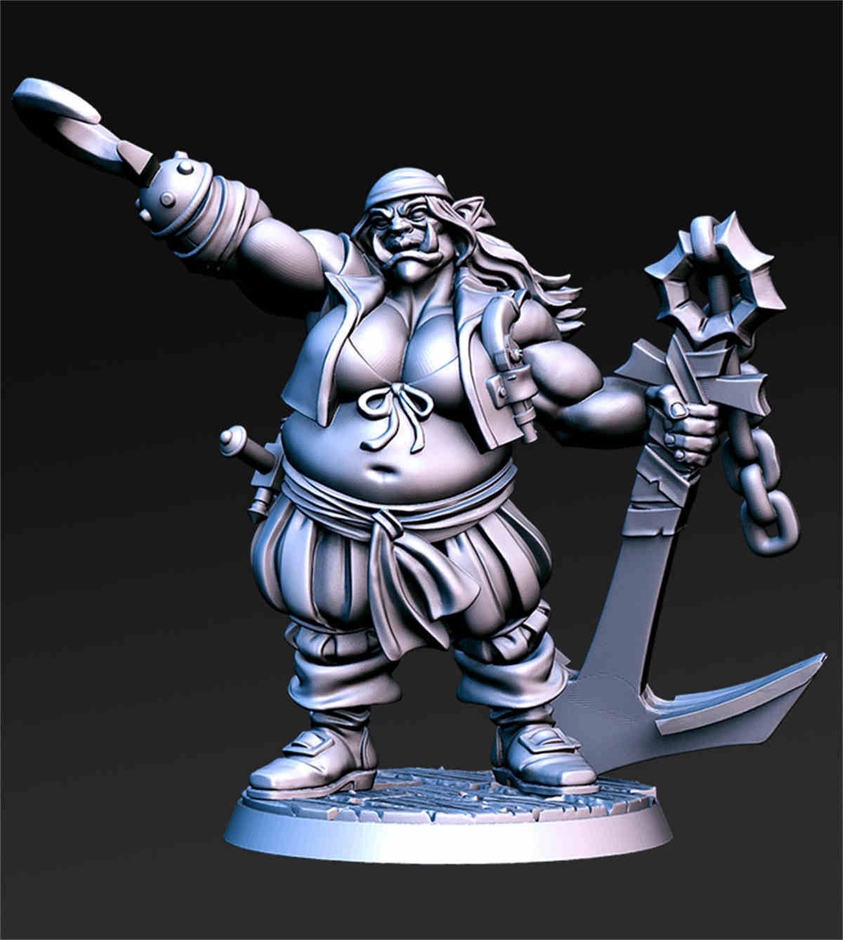 Hooks - Female Ogre Pirate | DND Role 3D Printing Miniatures Resin Figure Board Game