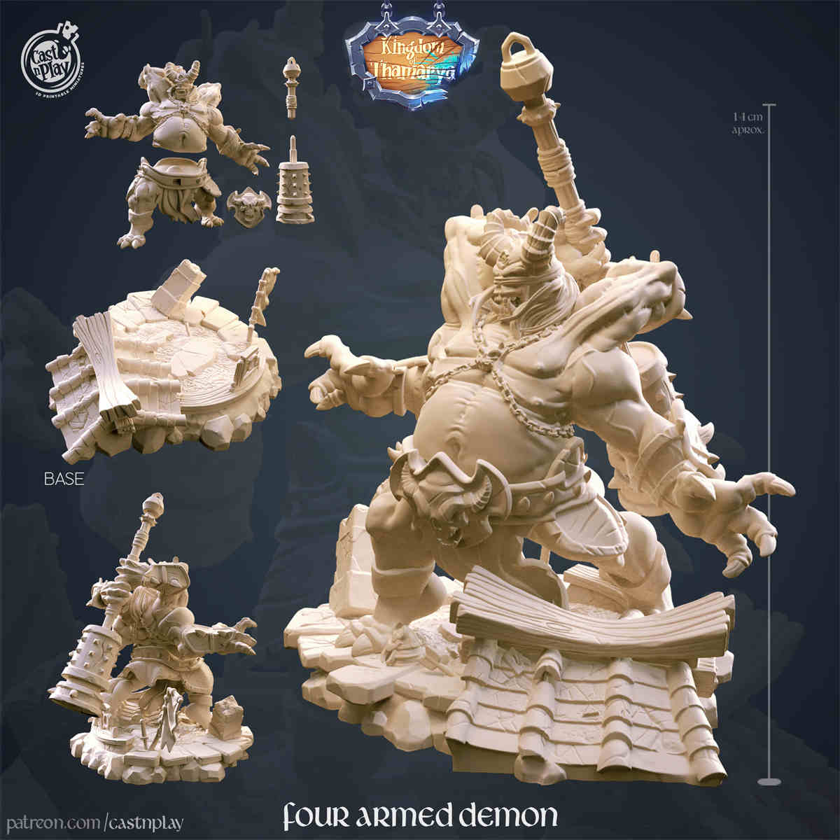 Four Armed Demon DND Role 3D Printing Miniatures Resin Figure Board Game