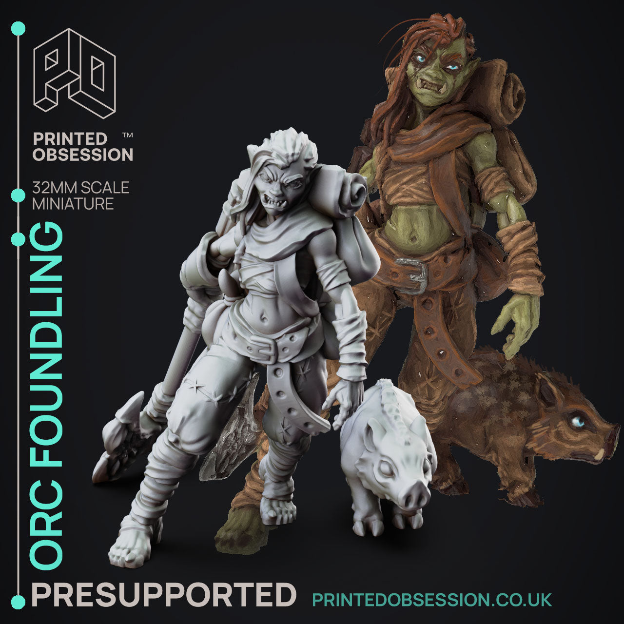 Female orc Foundling DND Role 3D Printing Miniatures Resin Figure Board Game