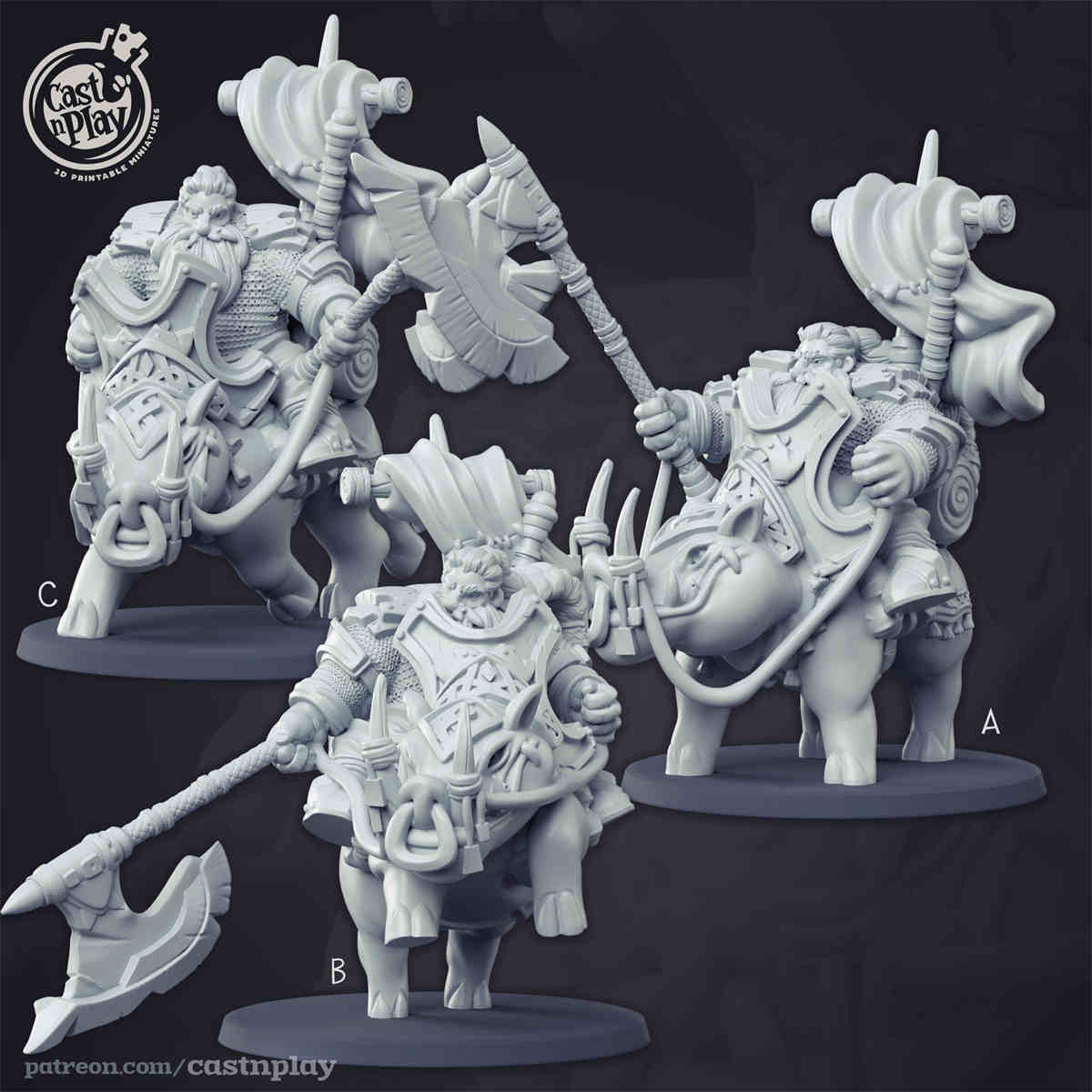 Dwarf Cavalry DND Role 3D Printing Miniatures Resin Figure Board Game