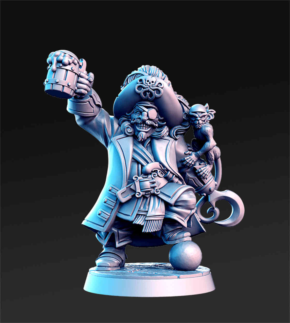 Madolff - Male Dwarf Pirate Captain | DND Role 3D Printing Miniatures Resin Figure Board Game