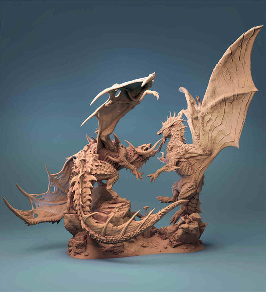 Black Dragon VS Silver Dragon | DND Role 3D Printing Miniatures Resin Figure Board Game