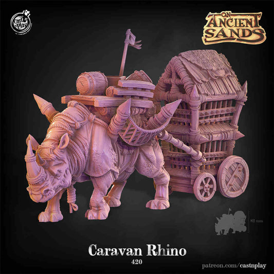 Caravan Rhino DND Role 3D Printing Miniatures Resin Figure Board Game Chess