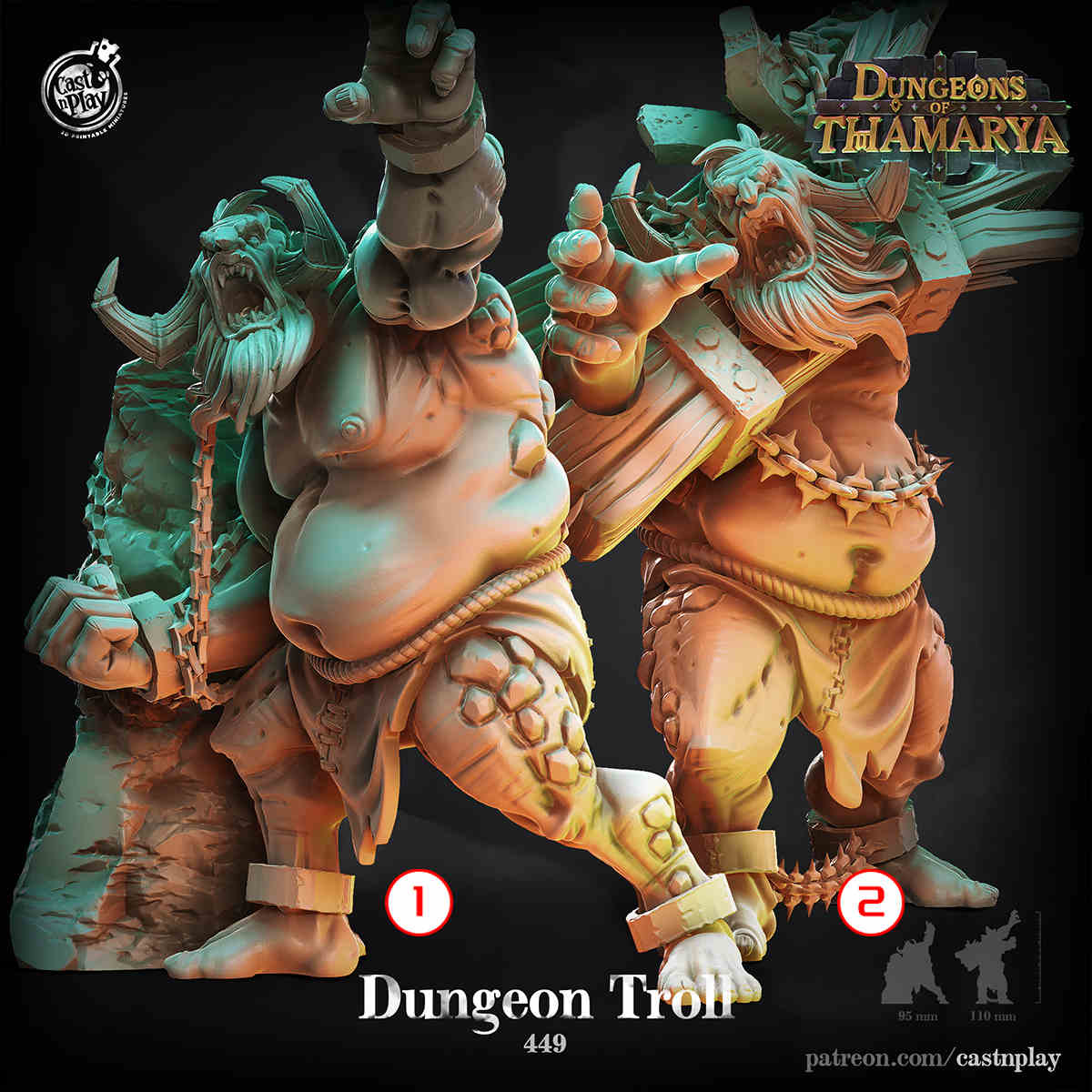 Dungeon Troll DND Role 3D Printing Miniatures Resin Figure Board Game Chess