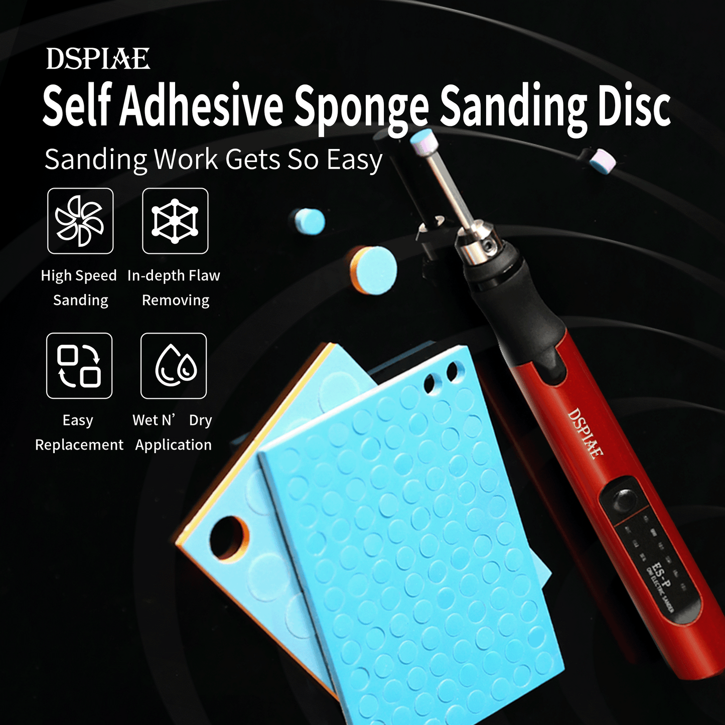 DSPIAE SS-C01/C02 Self Adhesive Sponge Sanding Disc 400-1000 Grit