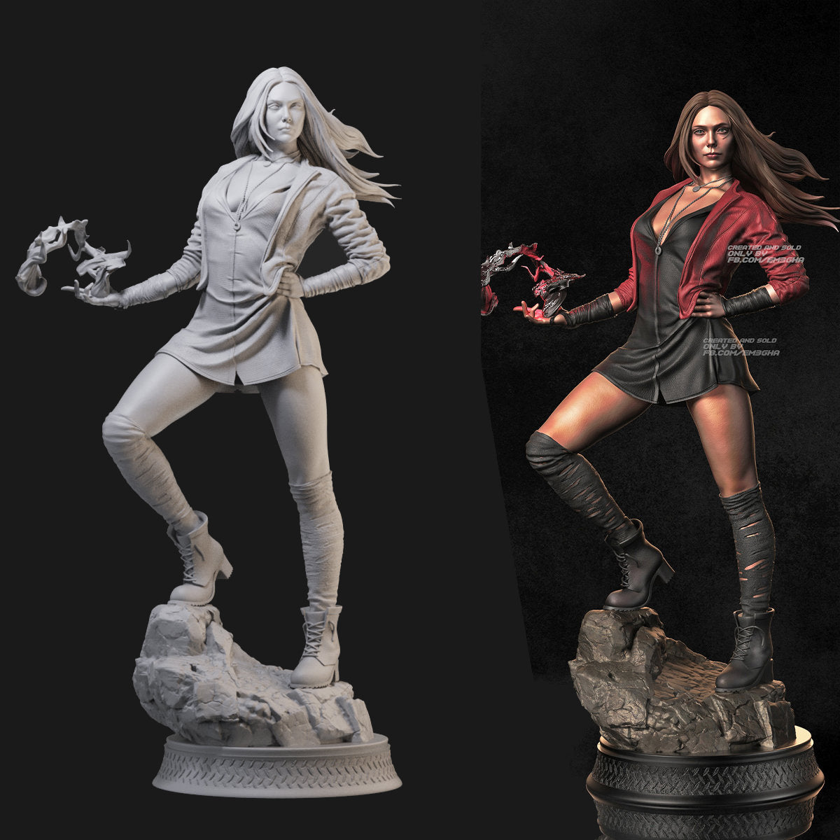 Scarlet Witch Wanda Marvel 3D Printing Scale GK Resin Figure