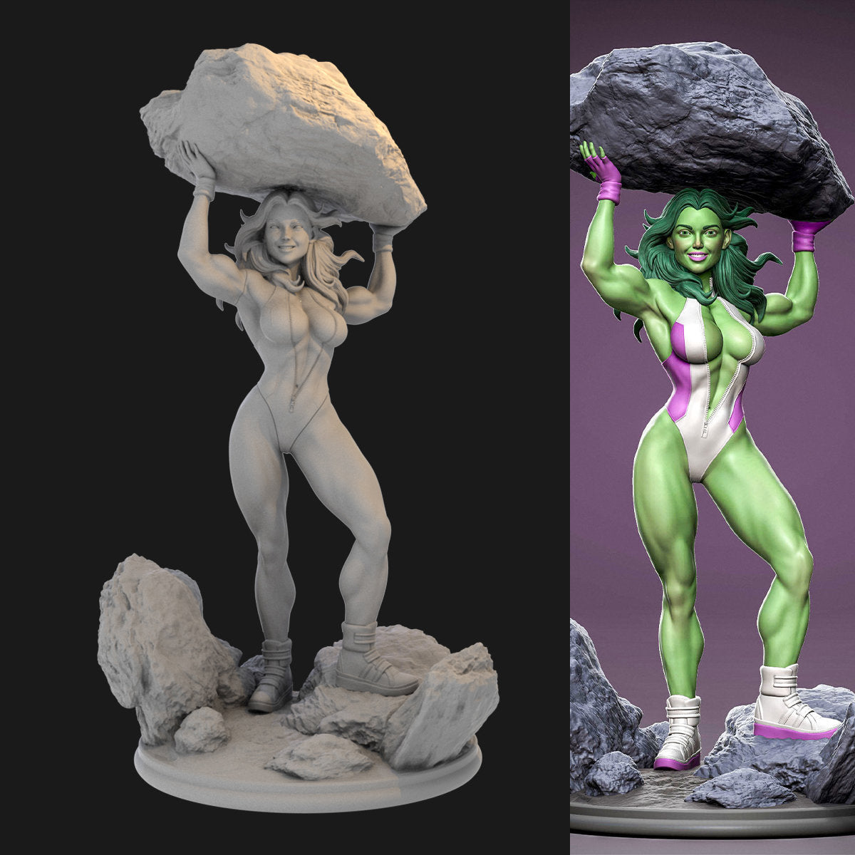 She-Hulk Lifts the Stone 3D Printing Scale GK Resin Figure