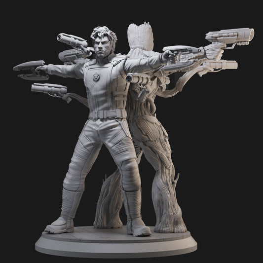 Star-Lord and Groot Guardians of the Galaxy 3 Classic Scene 3D Printing Scale GK Resin Figure