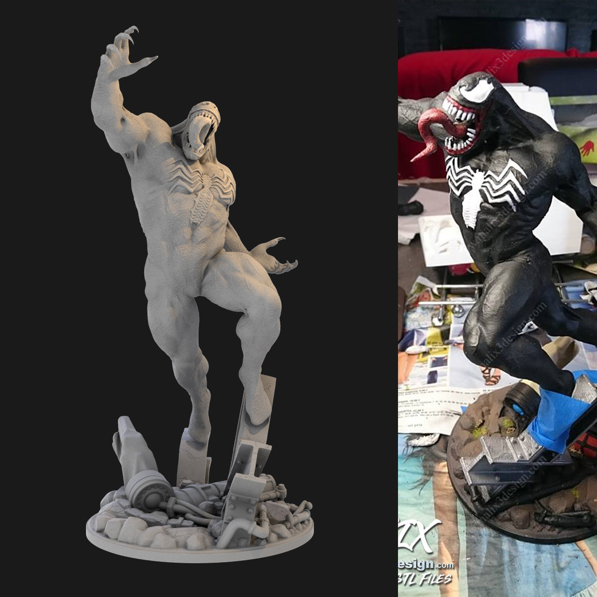 Venom Destroys the City 3D Printing Scale GK Resin Figure