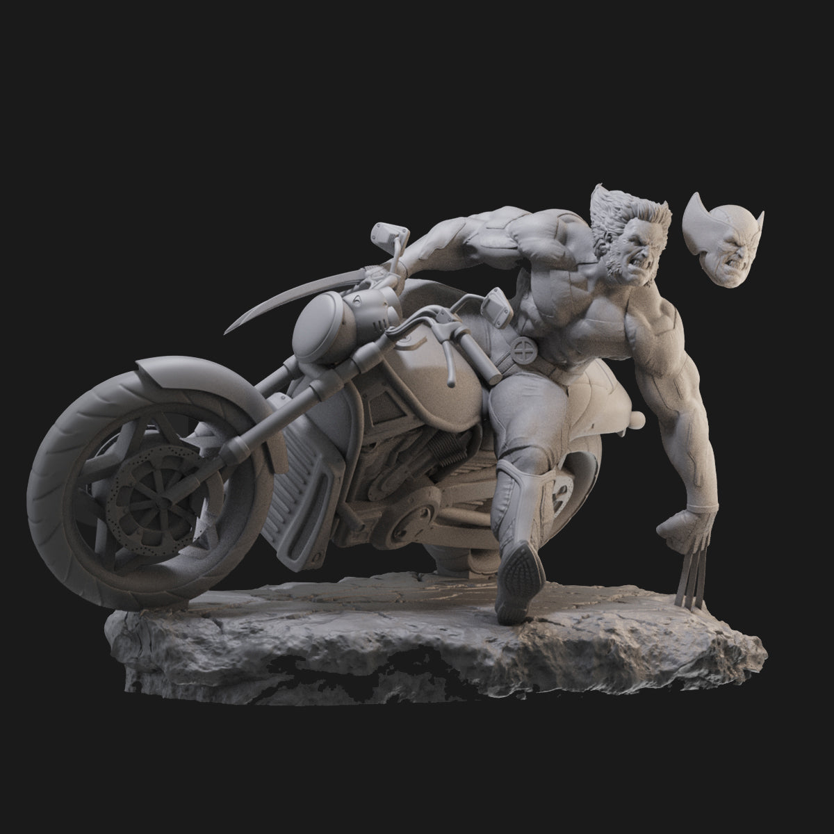 Wolverine on Motorcycle X-Men 3D Printing Scale GK Resin Figure