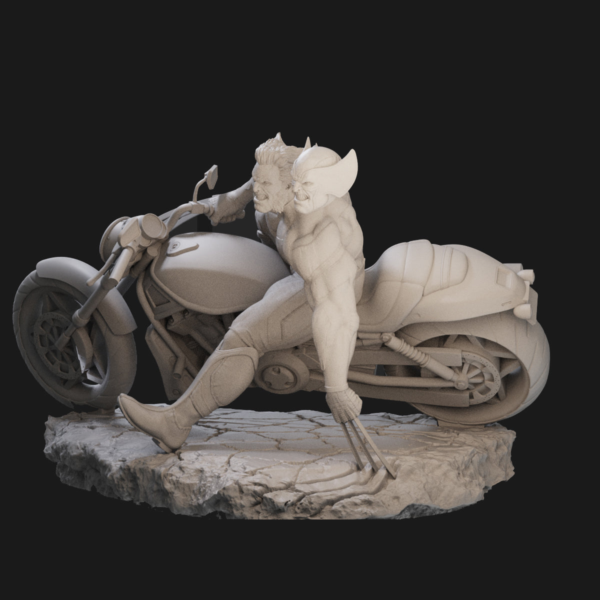 Wolverine on Motorcycle X-Men 3D Printing Scale GK Resin Figure